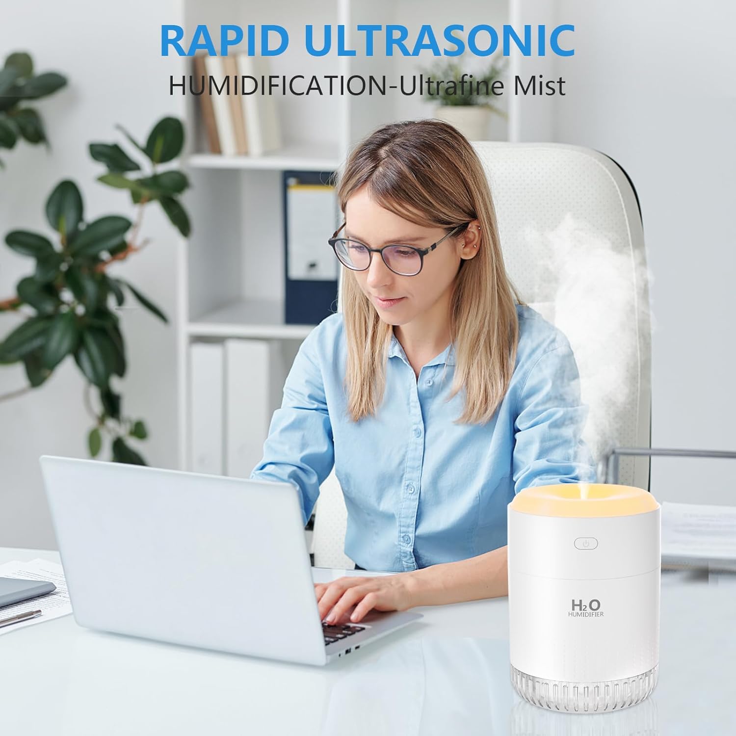 Umidificatore Mini USB Super Silenzioso con LED, White - immagine 2