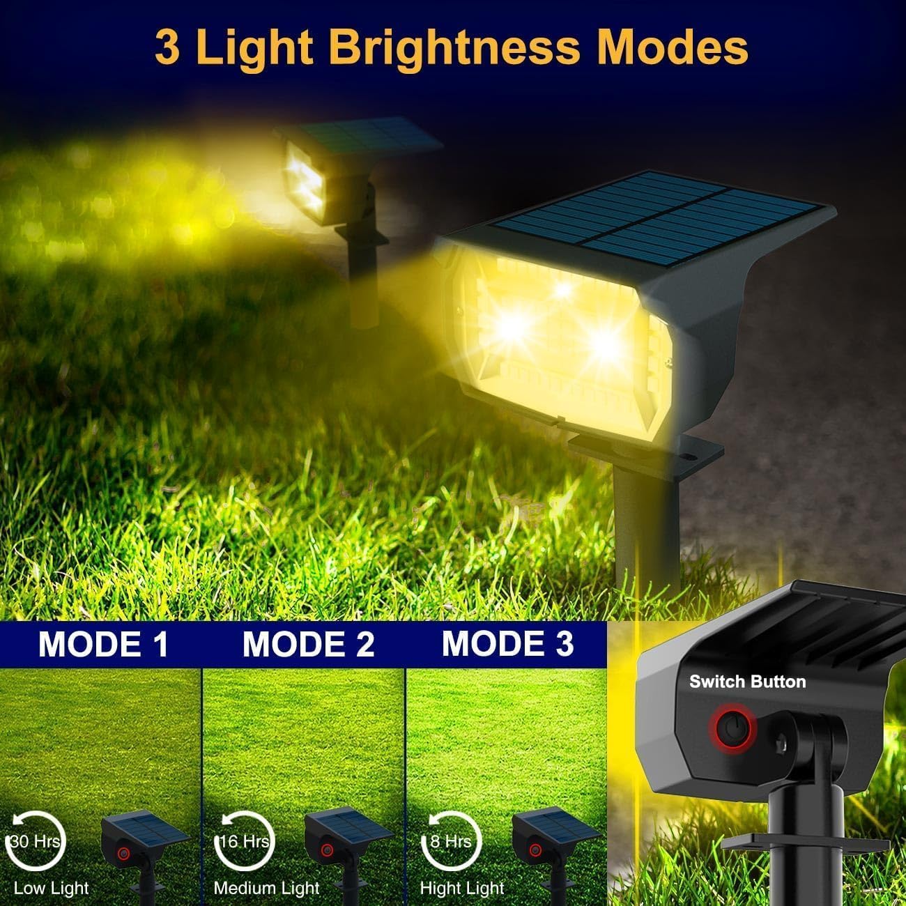 Faretti Solari da Esterno 72 LED - 4 Pezzi, Bianco Caldo - immagine 3