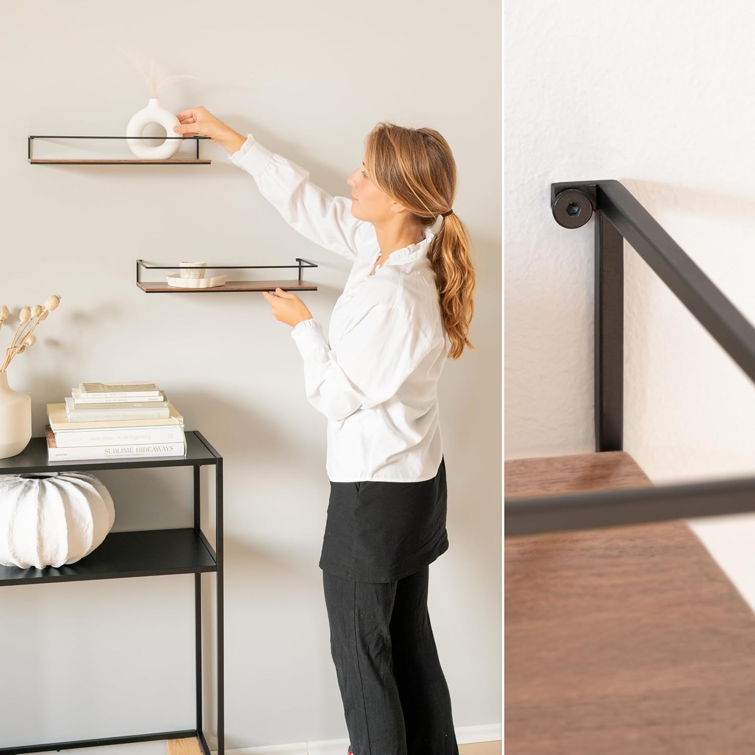 Kazai. Set di Mensole da Muro -STENN- Noce - immagine 2