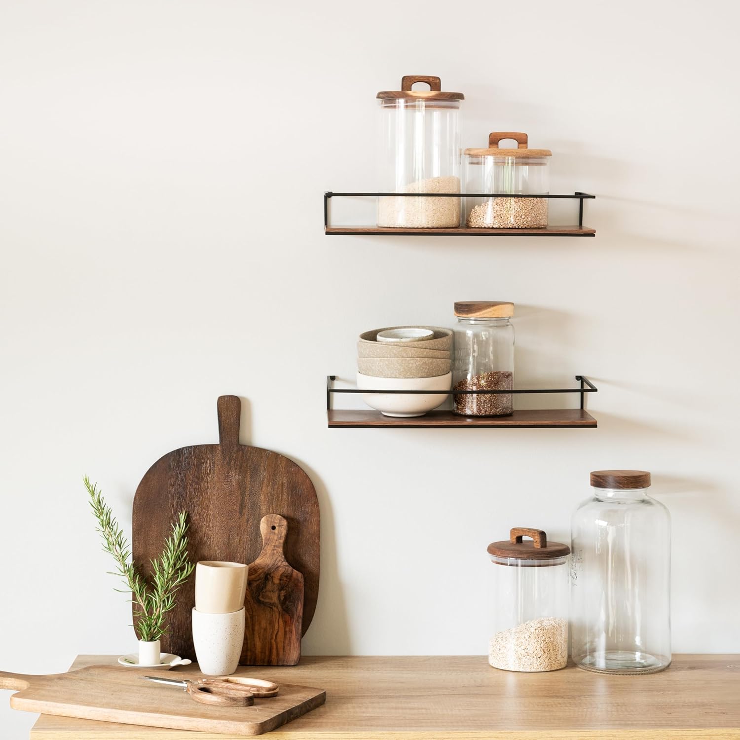 Kazai. Set di Mensole da Muro -STENN- Noce - immagine 6