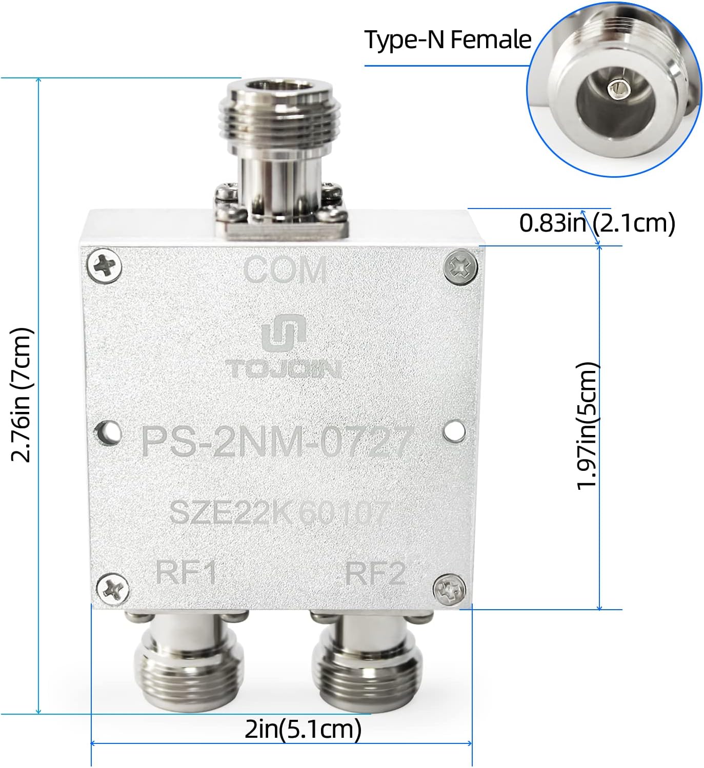 TOJOIN 2 Way N Female RF Splitter 50 Ohm - immagine 2