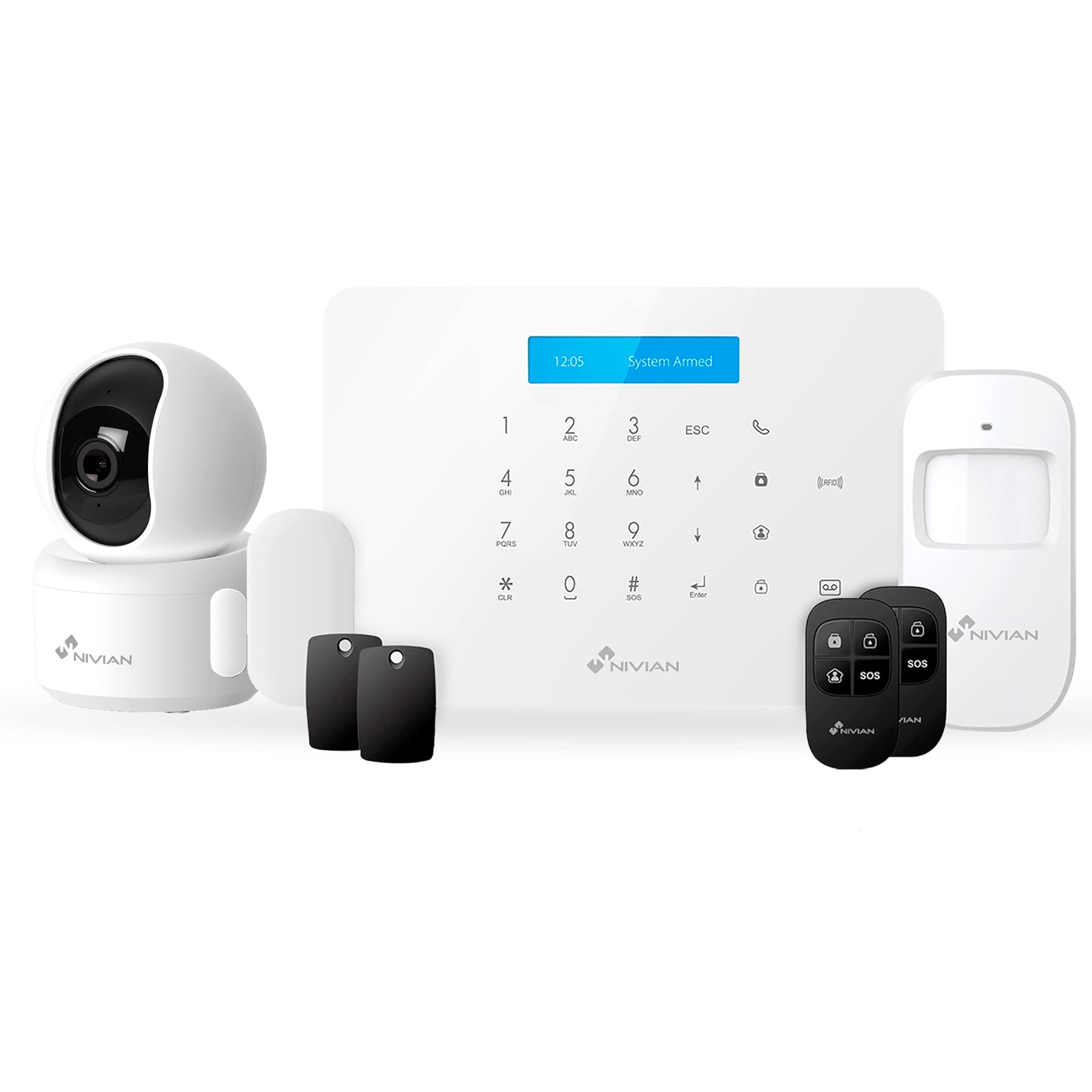 Nivian Kit Allarme Casa WiFi/GSM con Telecamera HD 2K