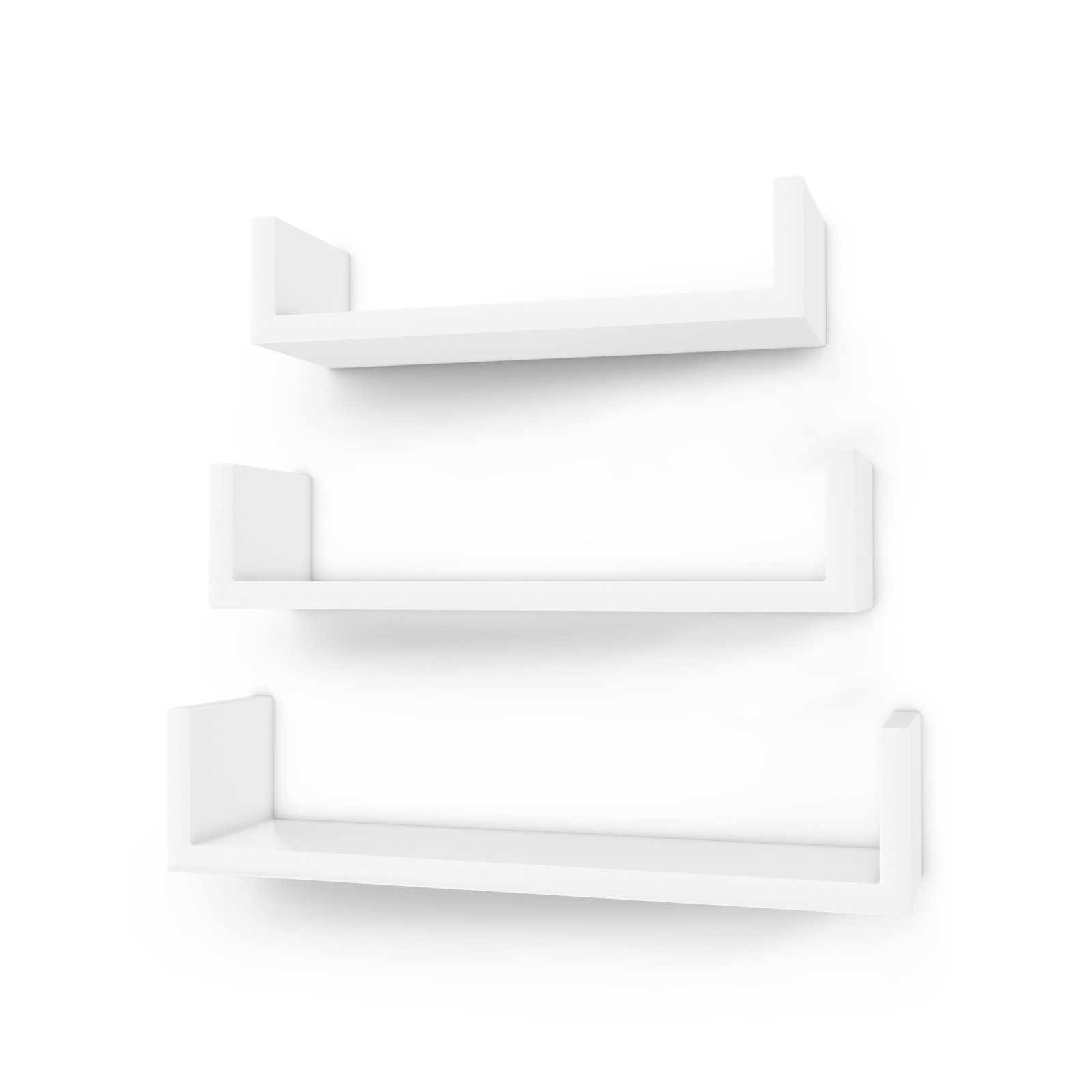 Songmics Set 3 Mensole da Parete Moderne, Bianche