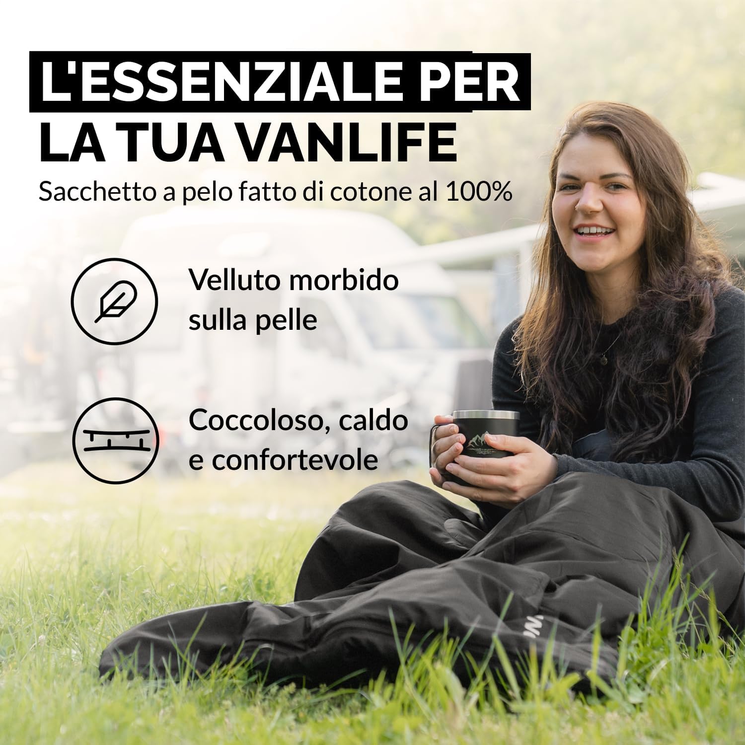 Sacco a Pelo 100% Cotone con Cuscino, 3-4 Stagioni - immagine 3