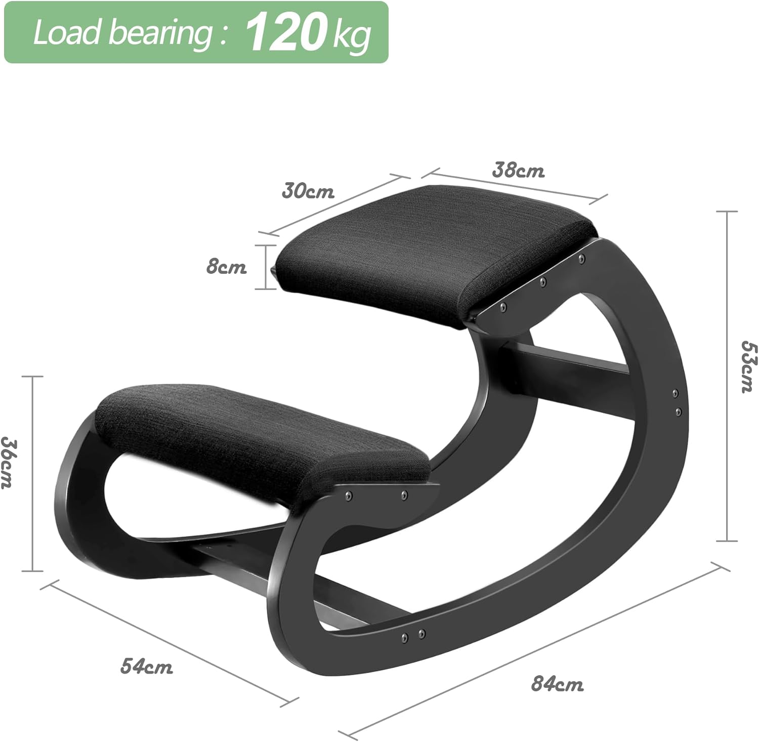 Predawn Sedia Ergonomica Posturale per Ginocchia, Nero - immagine 3