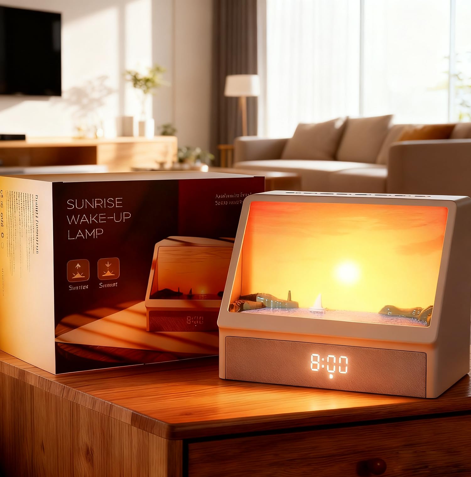 Amailtom Sveglia con luce diurna, dispositivo bianco