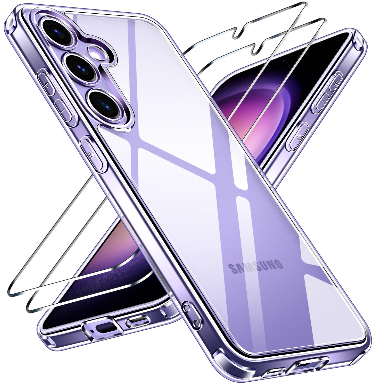 Ivoler Cover 3 in 1 per Samsung Galaxy S24 5G, Trasparente