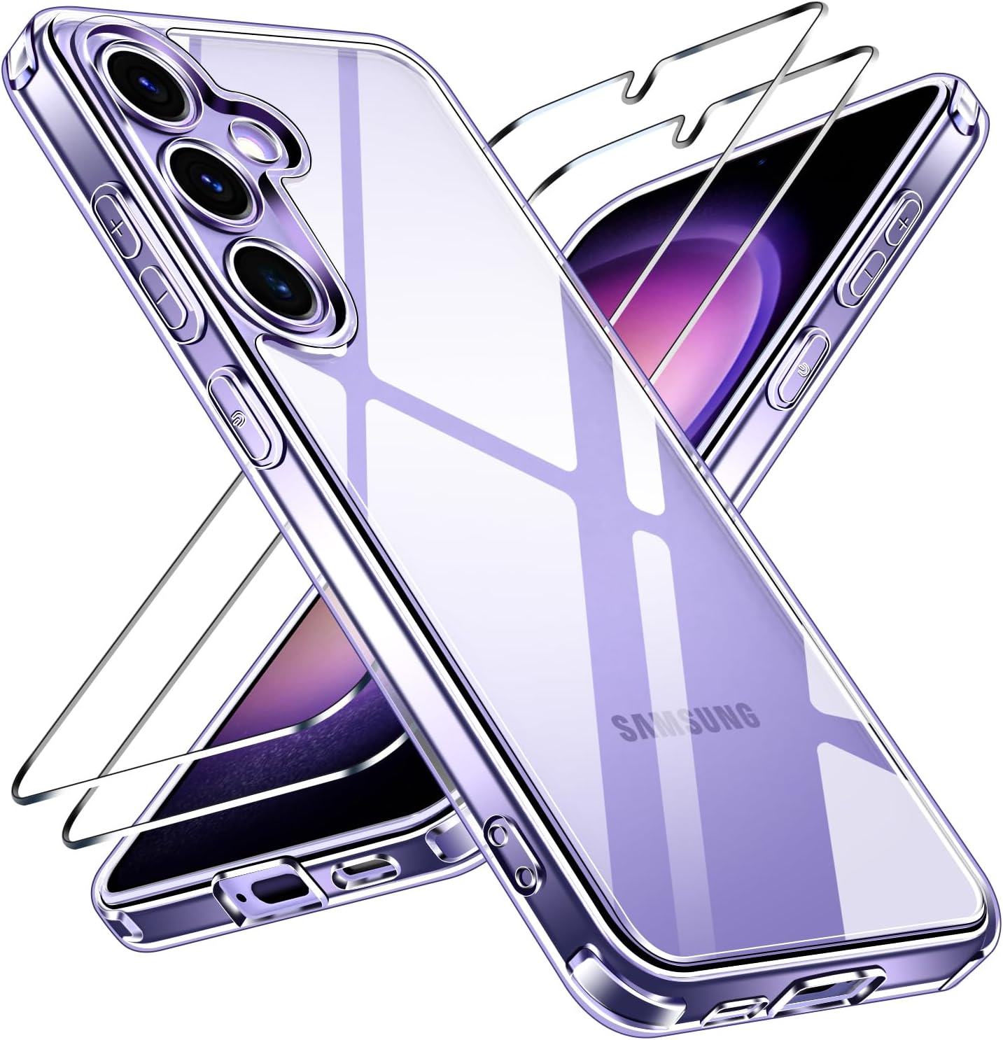 Ivoler Cover 3 in 1 per Samsung Galaxy S24 5G, Trasparente - immagine 1