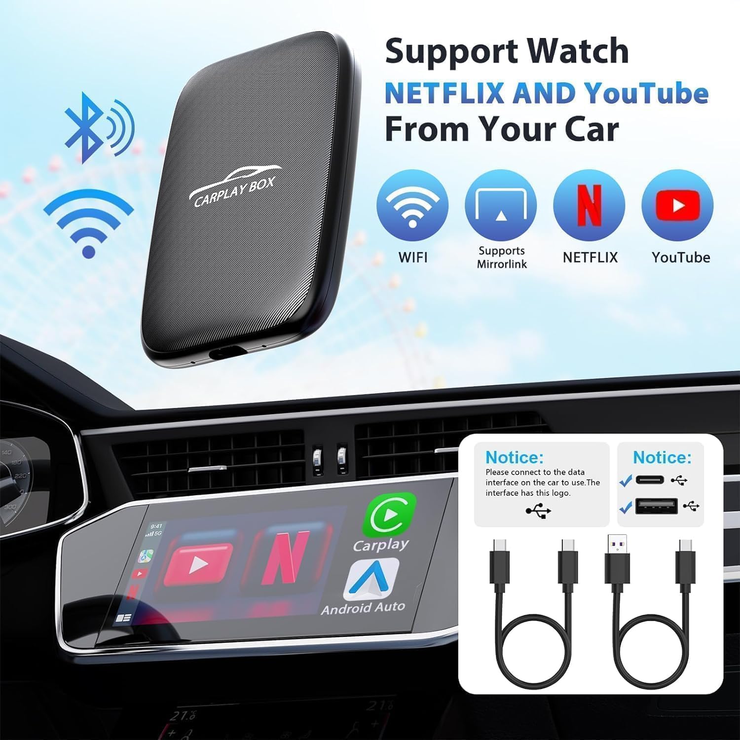 Quanlex Adattatore Wireless Carplay e Android Auto - immagine 1