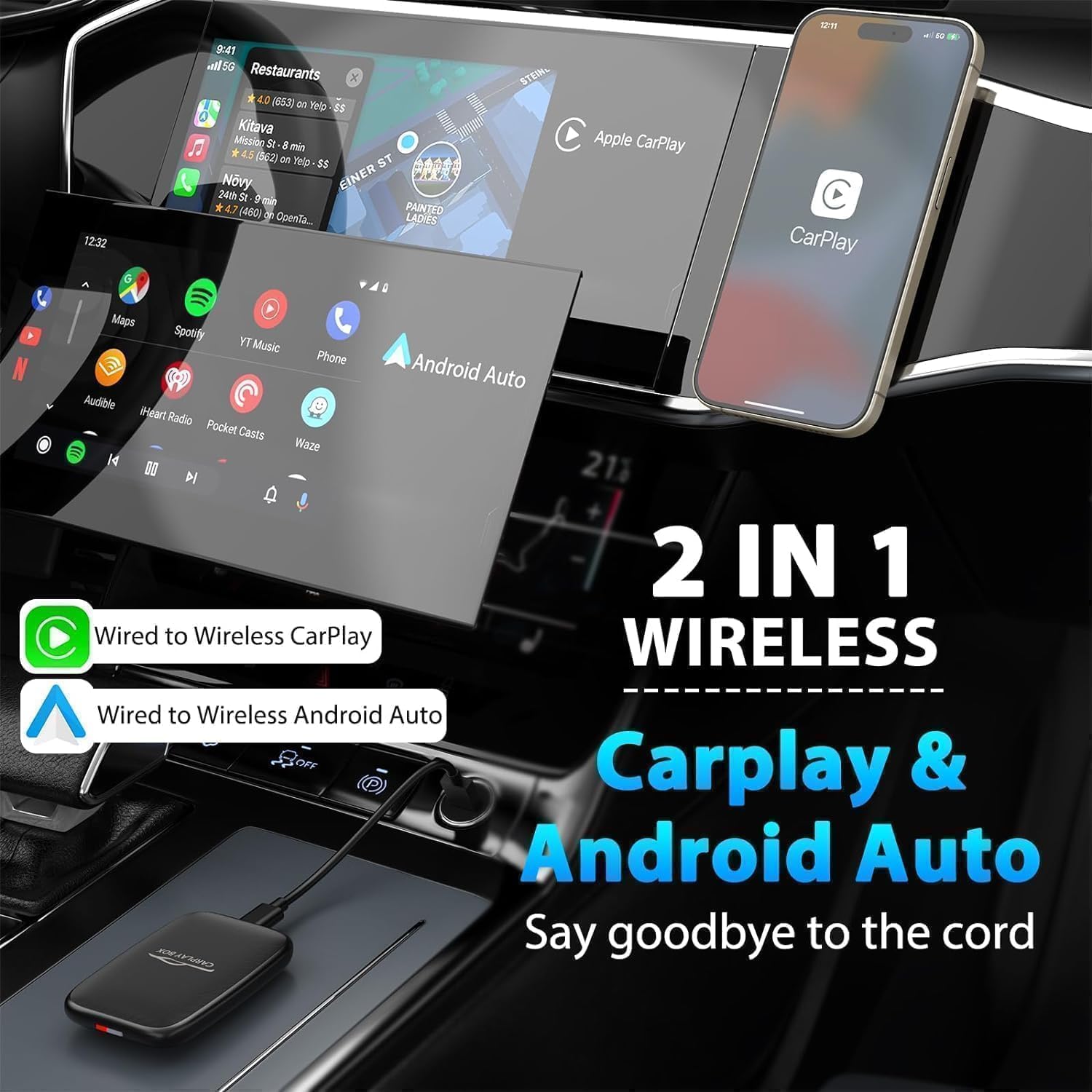 Quanlex Adattatore Wireless Carplay e Android Auto - immagine 2