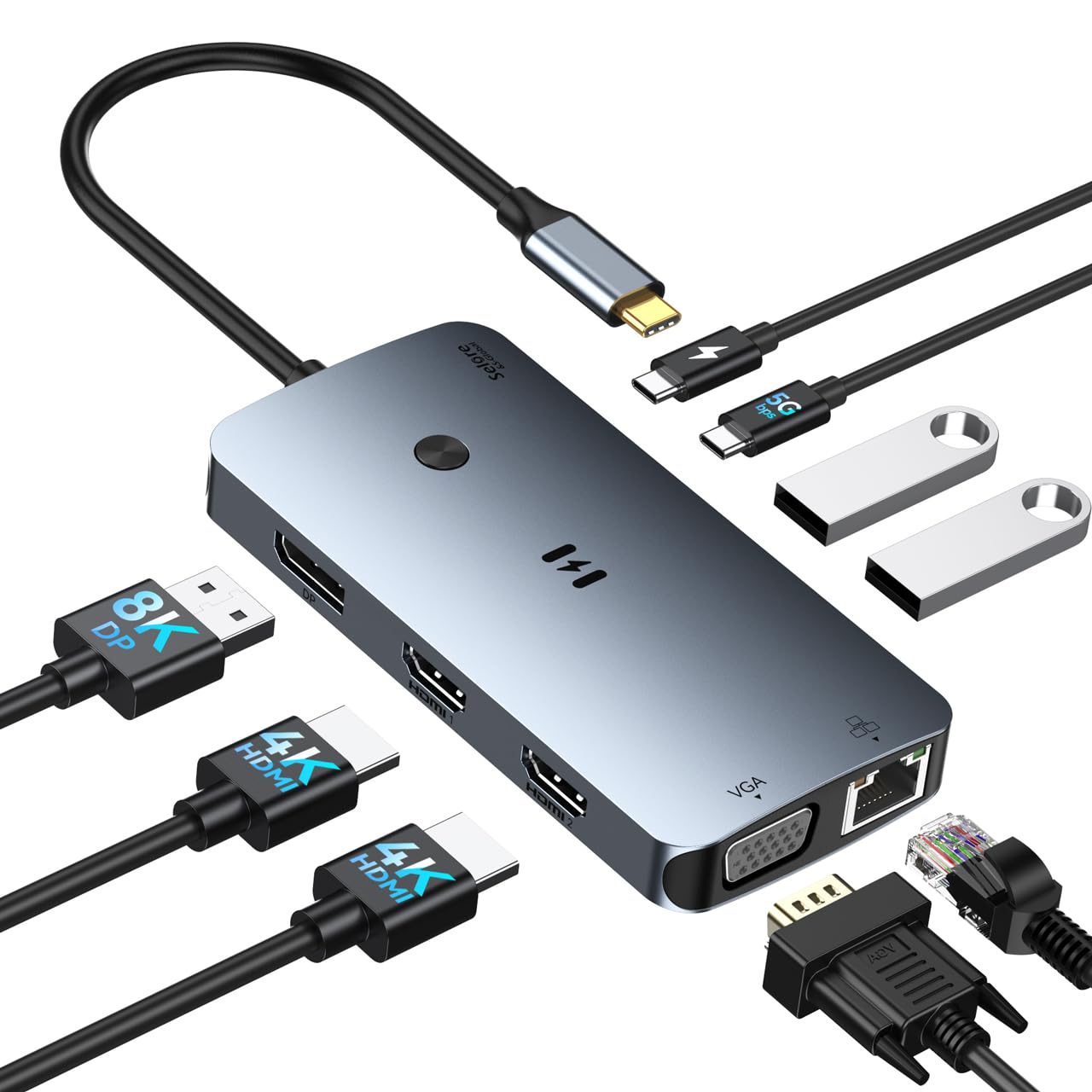 Docking Station USB C 4 Monitor 9 in 1 per Laptop