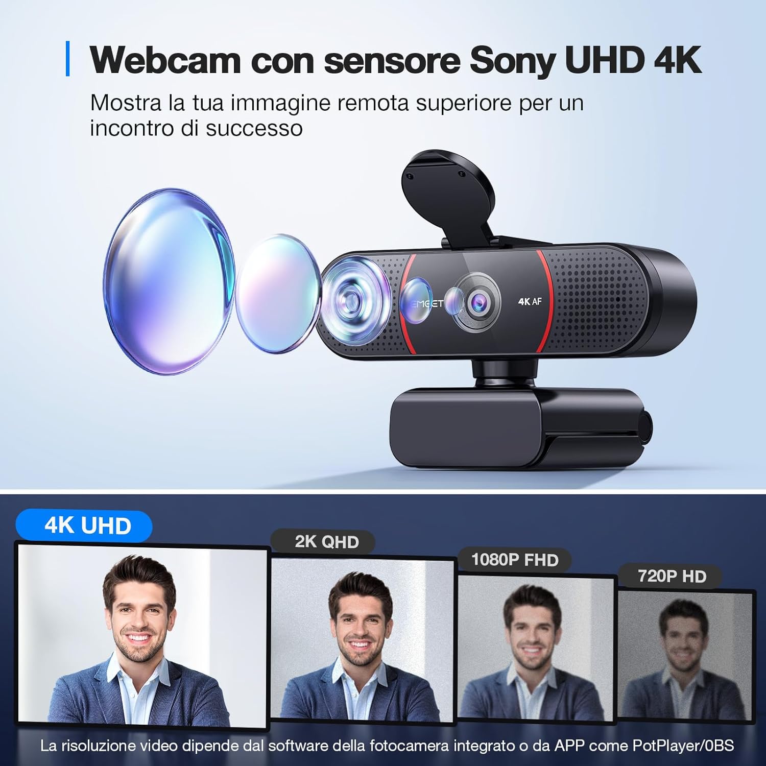 Emeet Webcam 4K UHD C960 per PC - immagine 2