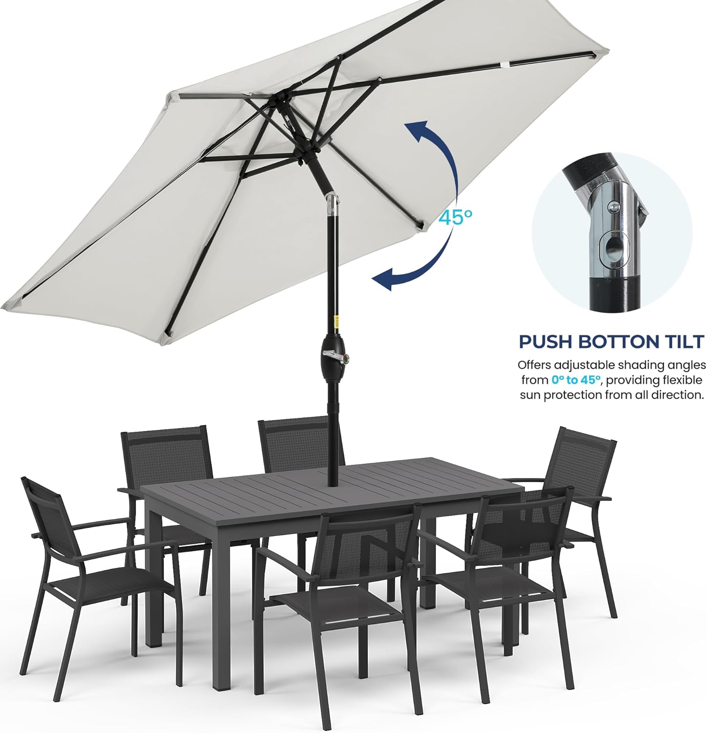 Sunvivi Outdoor Ombrello da Giardino 2,1m, Beige - immagine 2