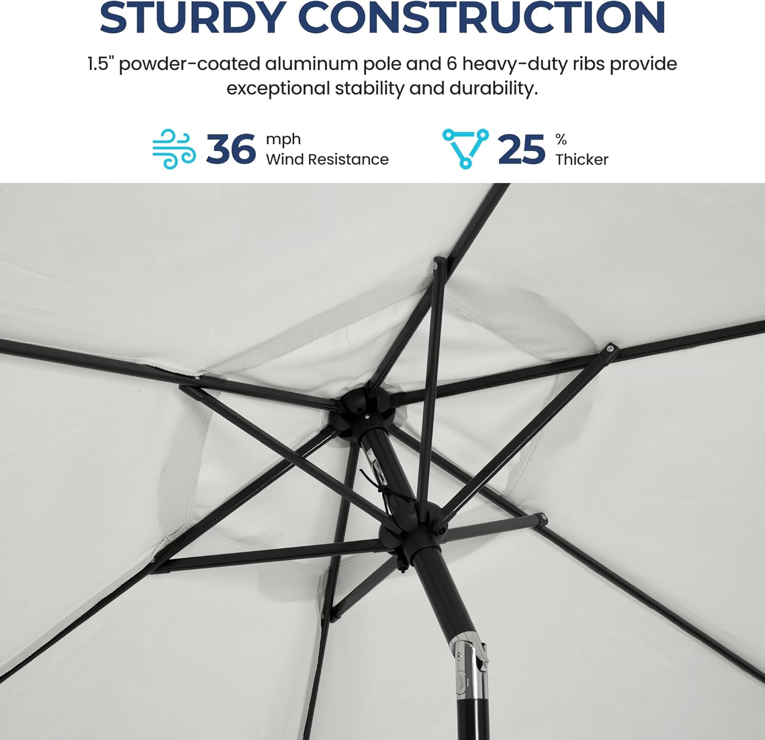 Sunvivi Outdoor Ombrello da Giardino 2,1m, Beige - immagine 5