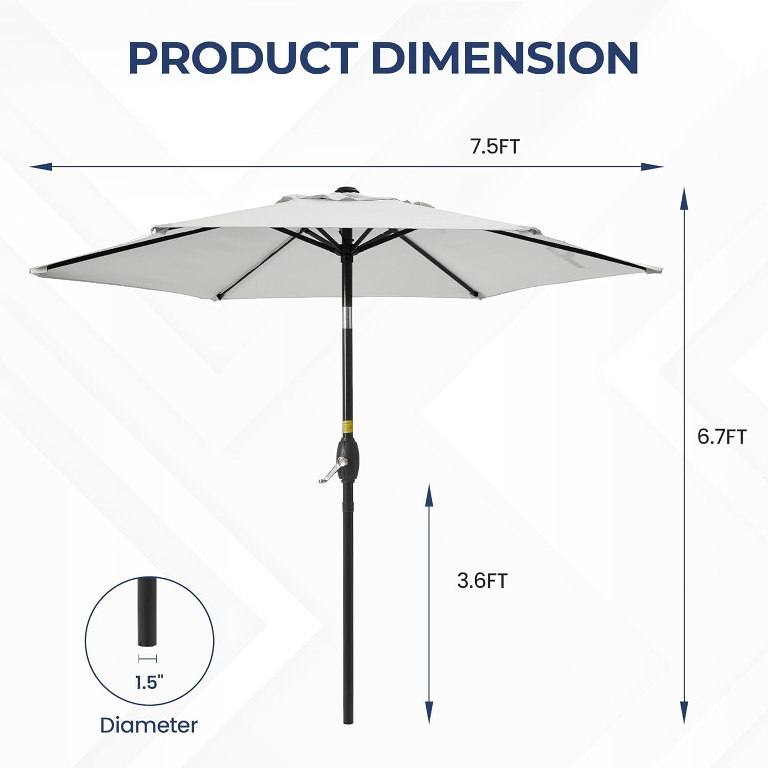 Sunvivi Outdoor Ombrello da Giardino 2,1m, Beige - immagine 6