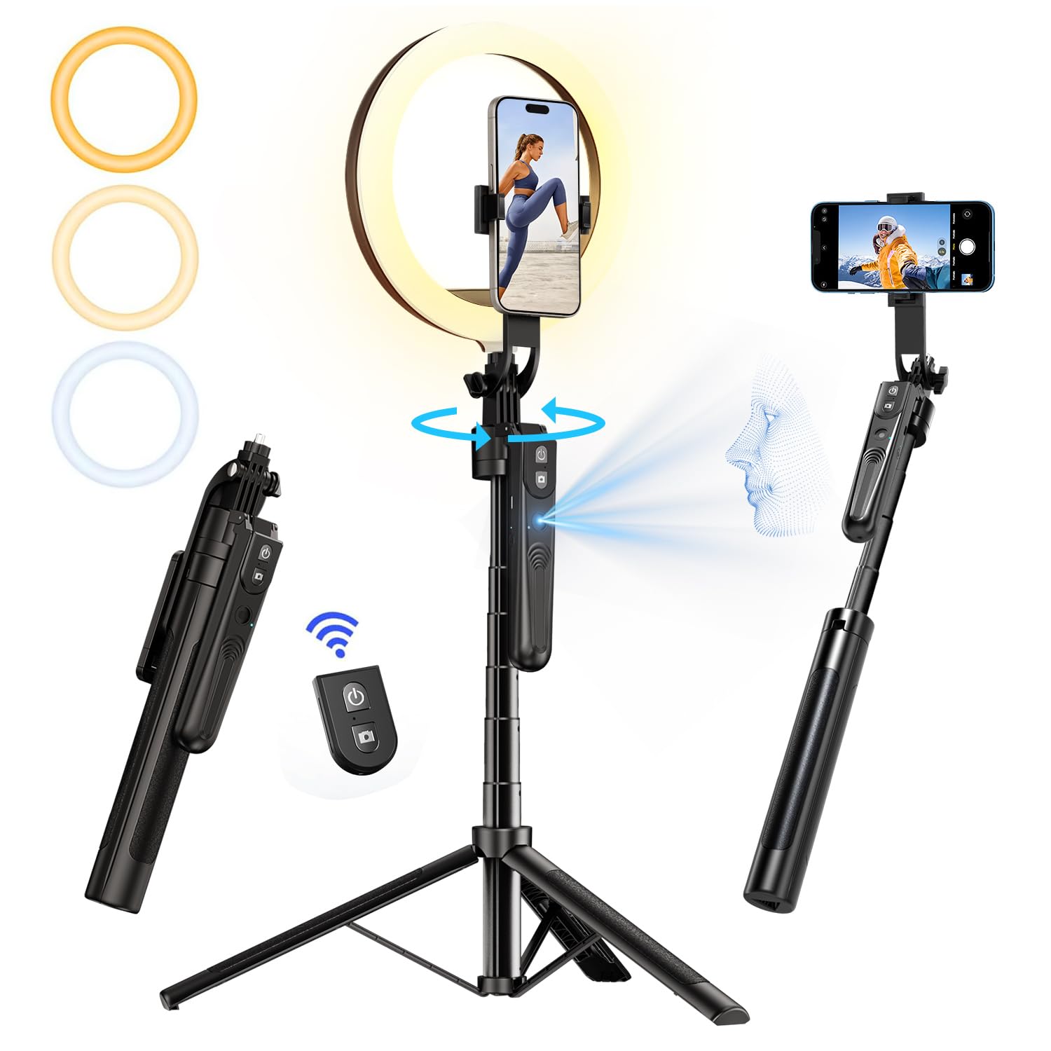 Yayusi Treppiede Rotazione 360° con Luce Anello 180CM