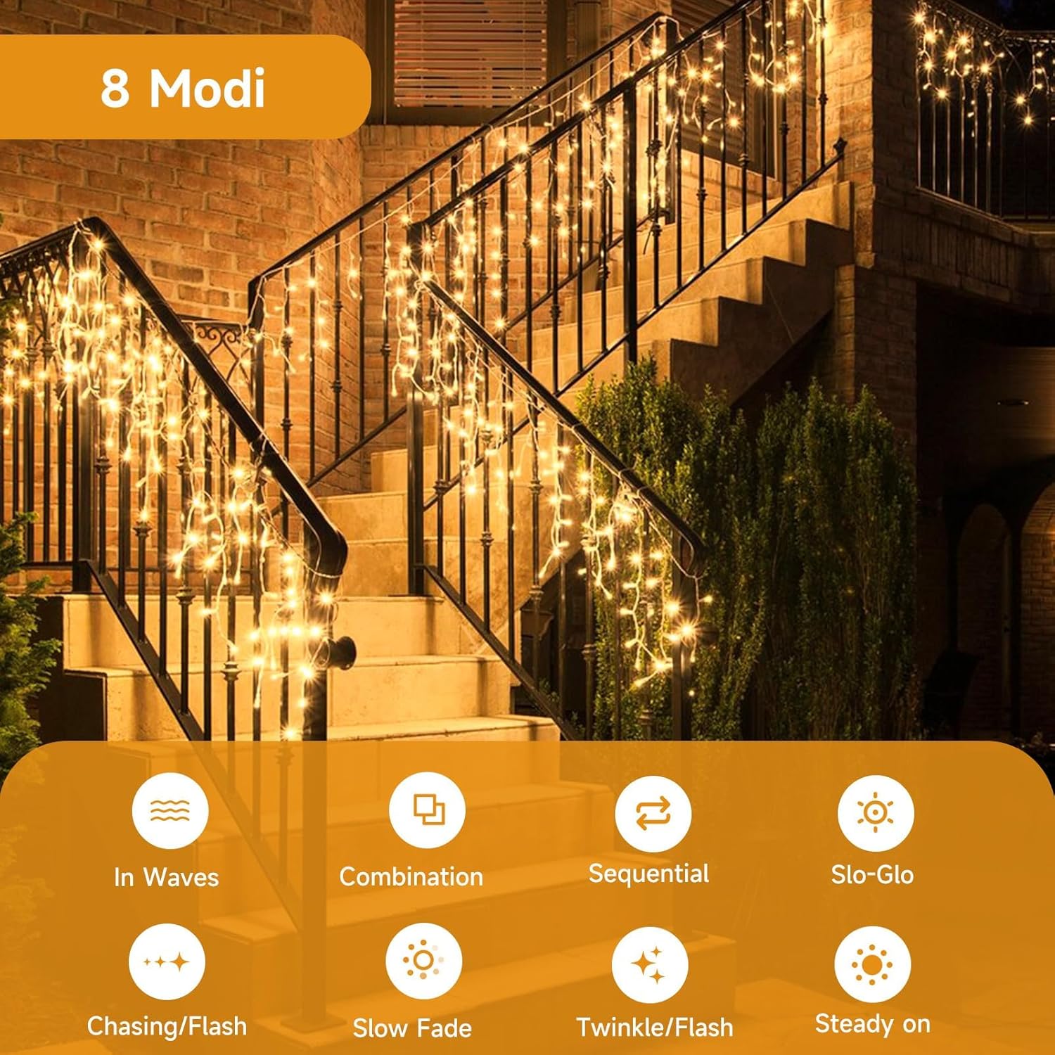 Wowdsgn Luci di Natale Esterno Cascata 10M 440 LED - immagine 4