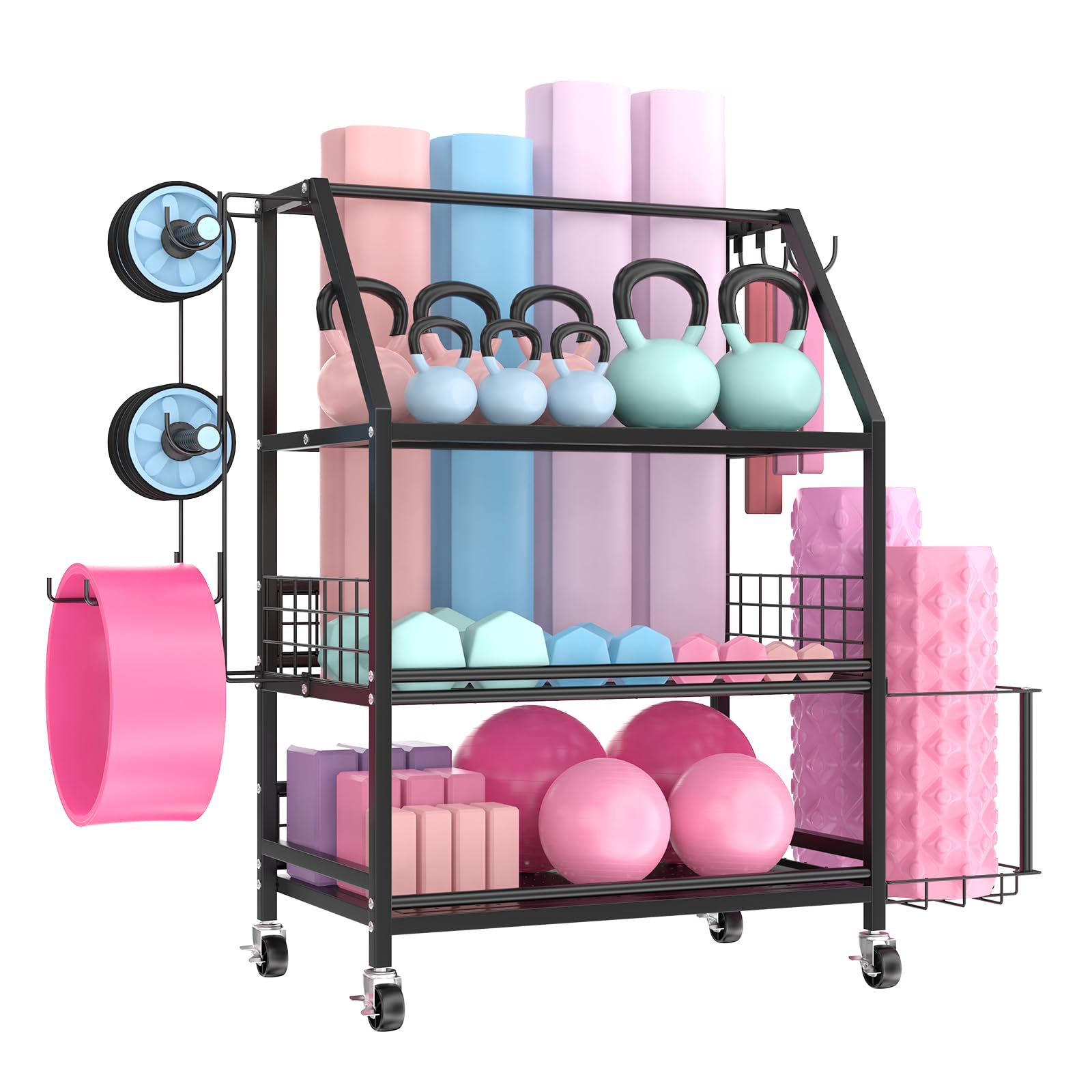 Rastrelliera Porta Pesi Multifunzione con Ruote