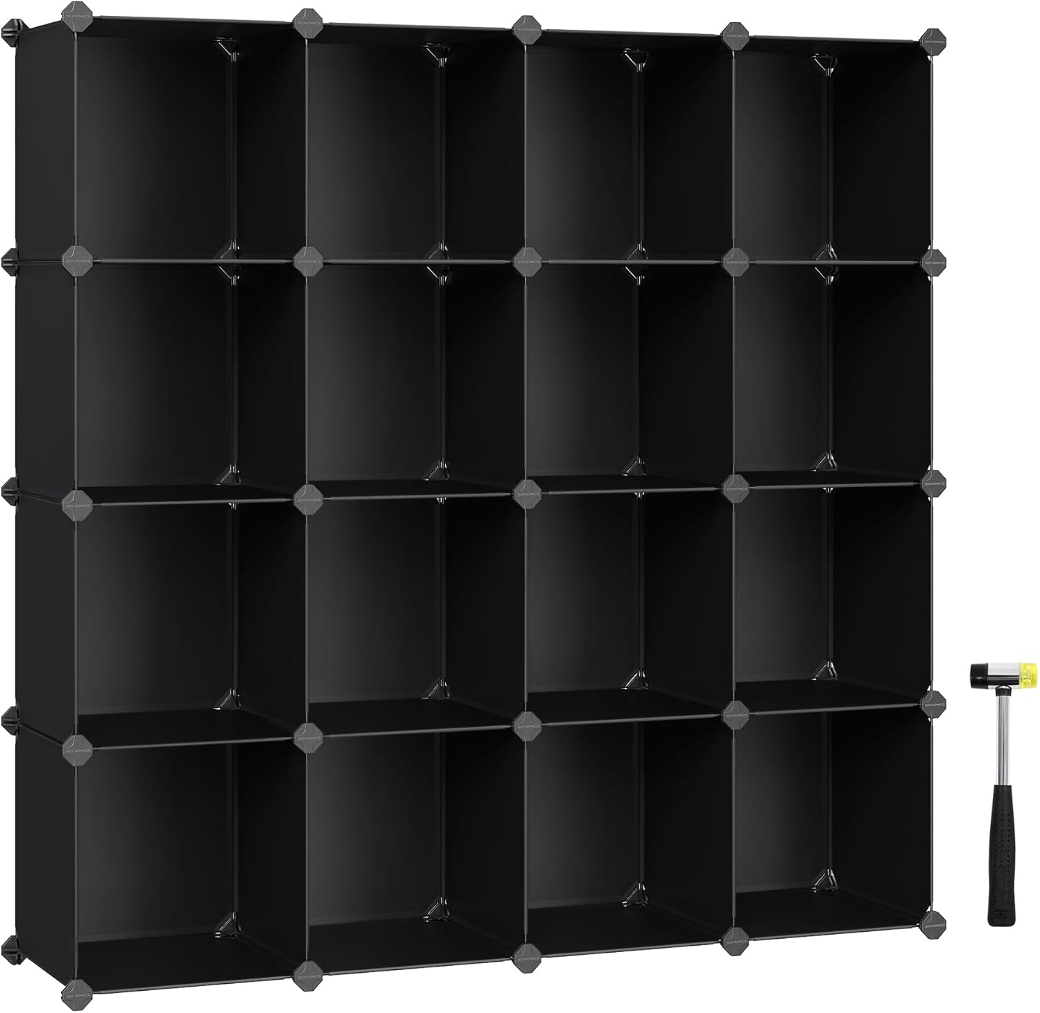 Songmics Scarpiera Componibile 16 Cubi Modulari, Nero