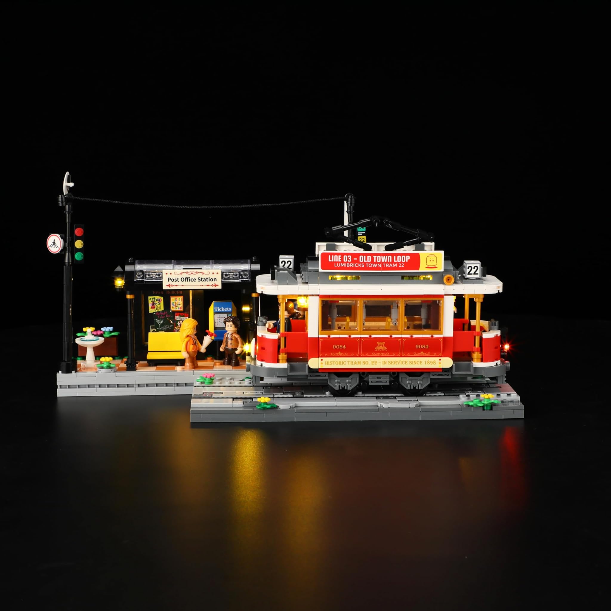Lumibricks Heritage L9084 - Kit per tram e fermata con luce, 1274Pcs