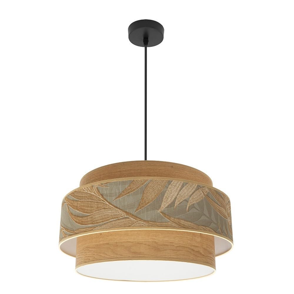 Lampada 3 luci modello SAMOA marrone doppio paralume FABRILAMP