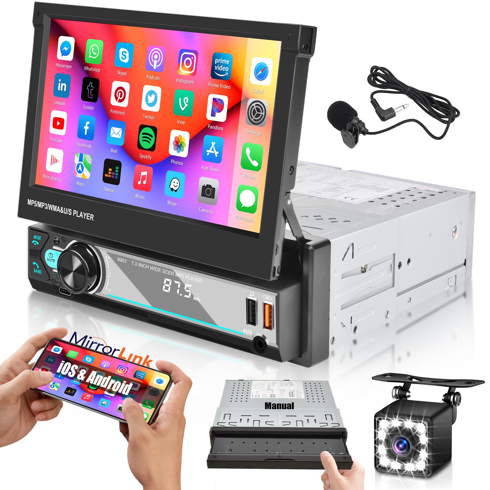 Hikity Autoradio 1 Din Wireless Carplay Bluetooth