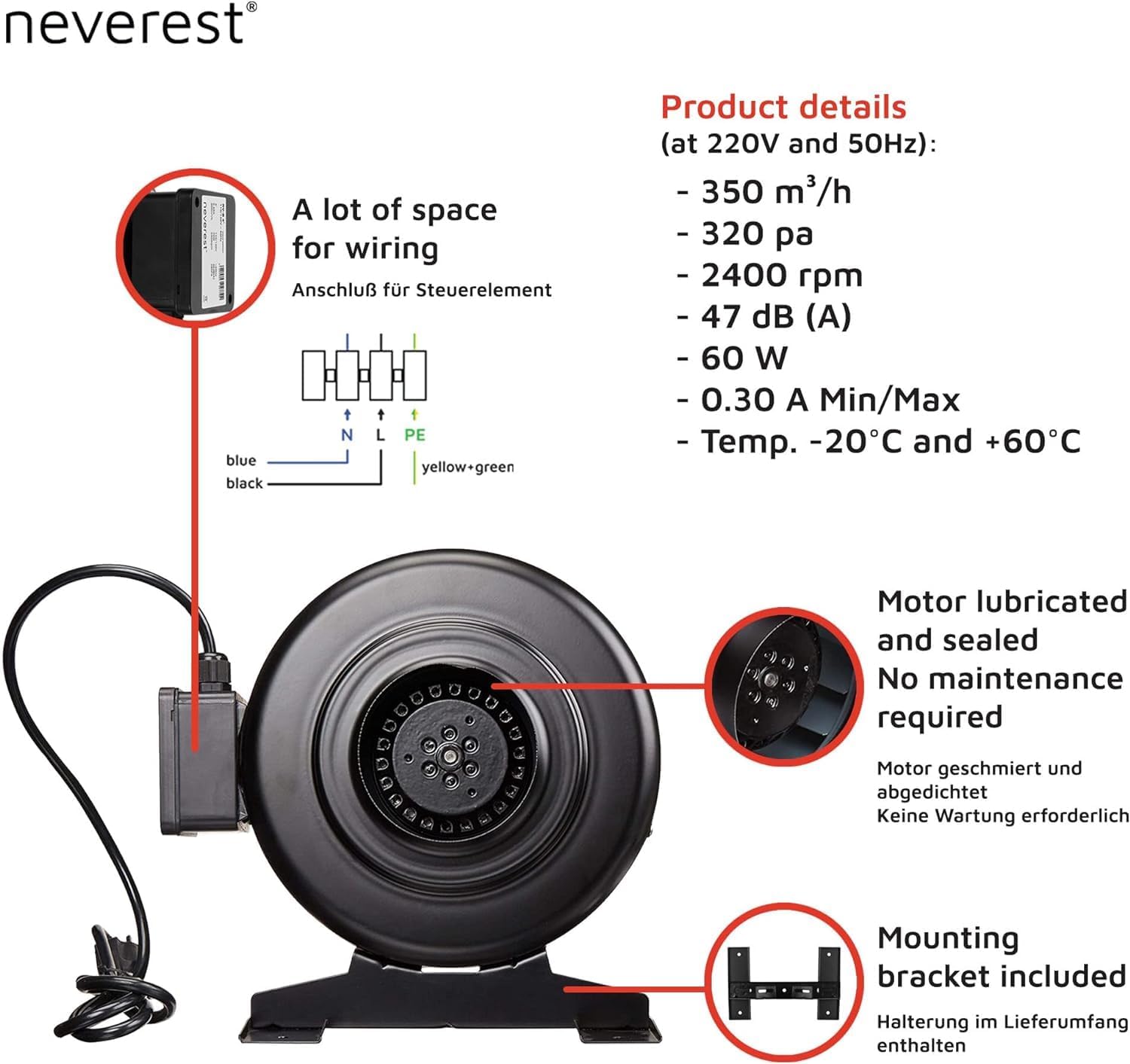 Neverest® RV-B 100mm - Ventilatore Centrifugo in Linea - immagine 3