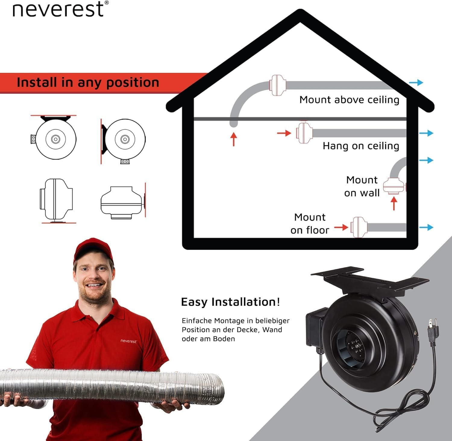 Neverest® RV-B 100mm - Ventilatore Centrifugo in Linea - immagine 4