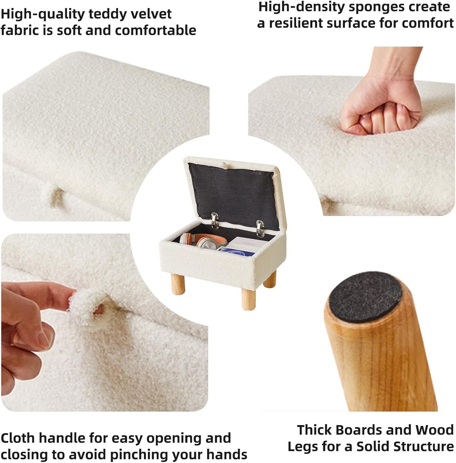 Piccolo Poggiapiedi con Contenitore - Bianco - immagine 6