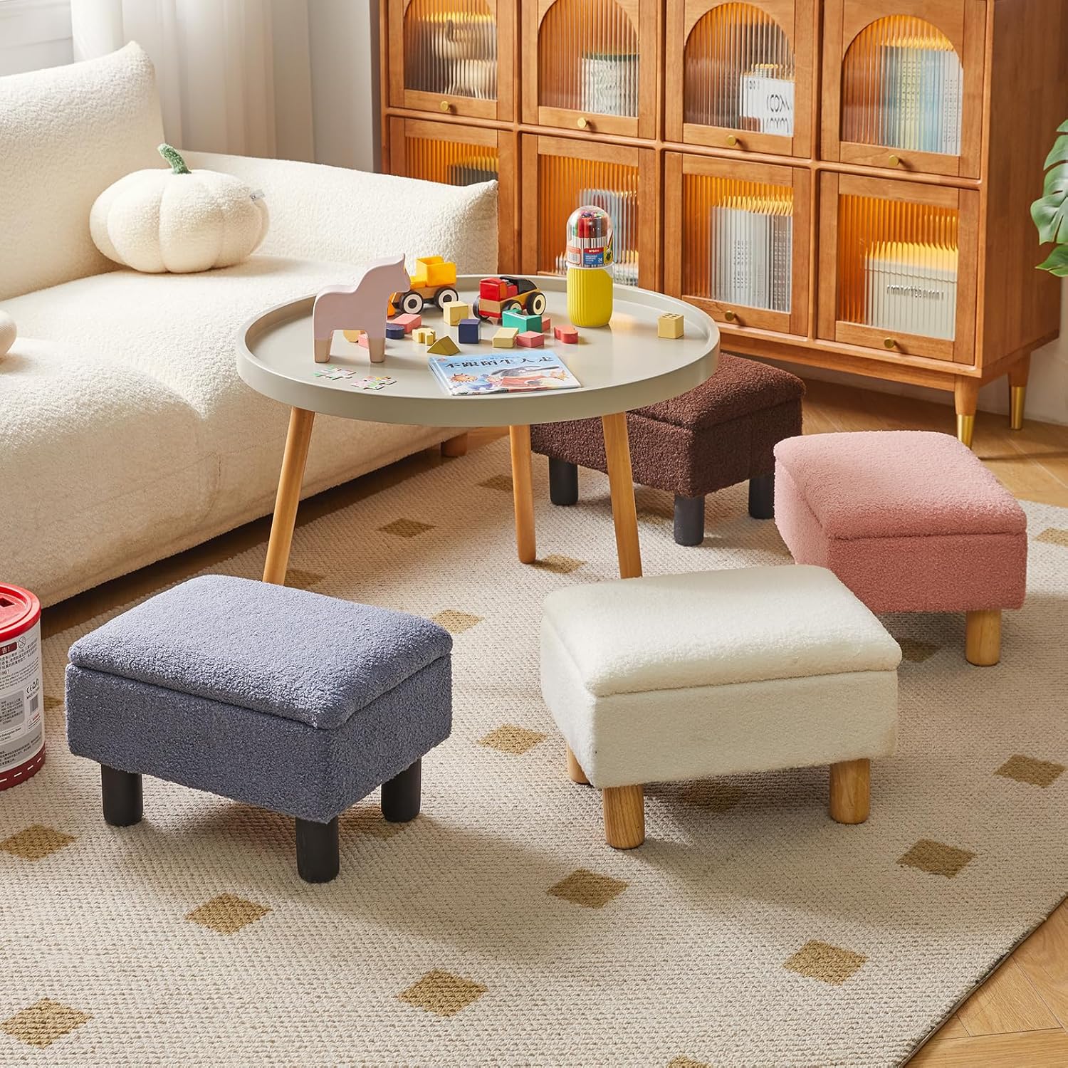 Piccolo Poggiapiedi con Contenitore - Bianco - immagine 7