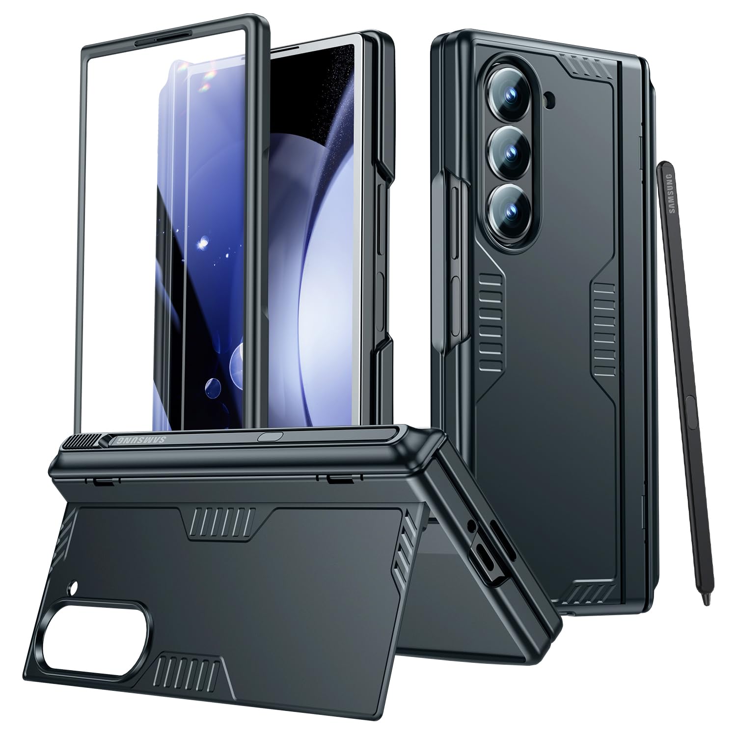 Custodia per Samsung Galaxy Z-Fold-6 con Supporto Penna, Nero