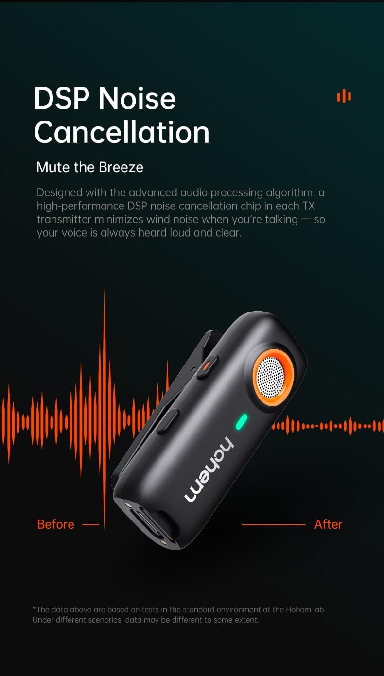 Hohem MIC-01 Microfono Lavalier Wireless per iPhone iPad - immagine 4