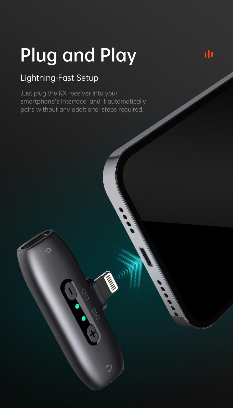 Hohem MIC-01 Microfono Lavalier Wireless per iPhone iPad - immagine 5