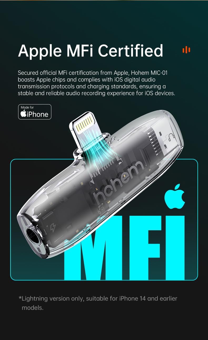 Hohem MIC-01 Microfono Lavalier Wireless per iPhone iPad - immagine 7