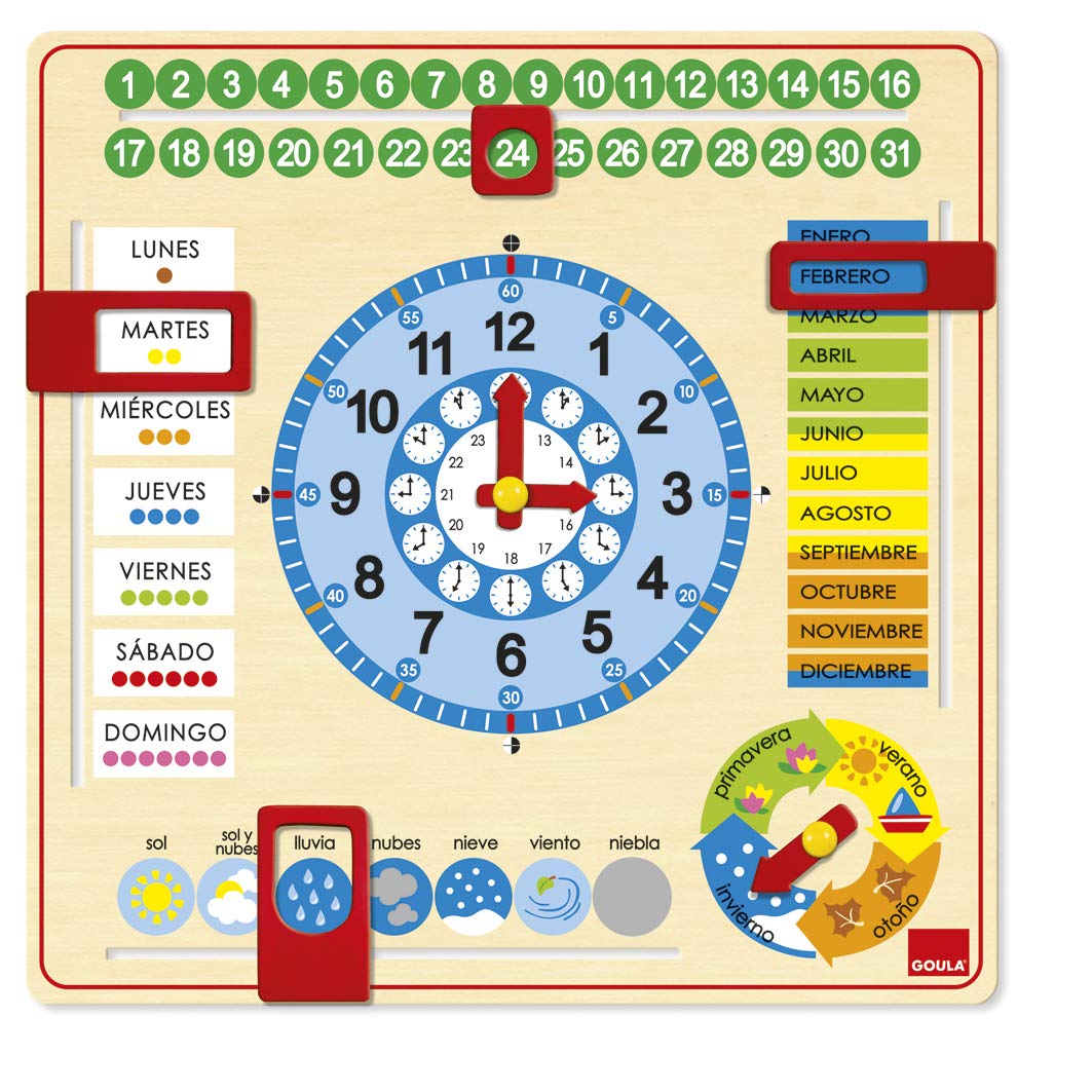 Goula Orologio Calendario, Gioco educativo dai 3 Anni in su, Colore Vari, 46x30x3, 51305