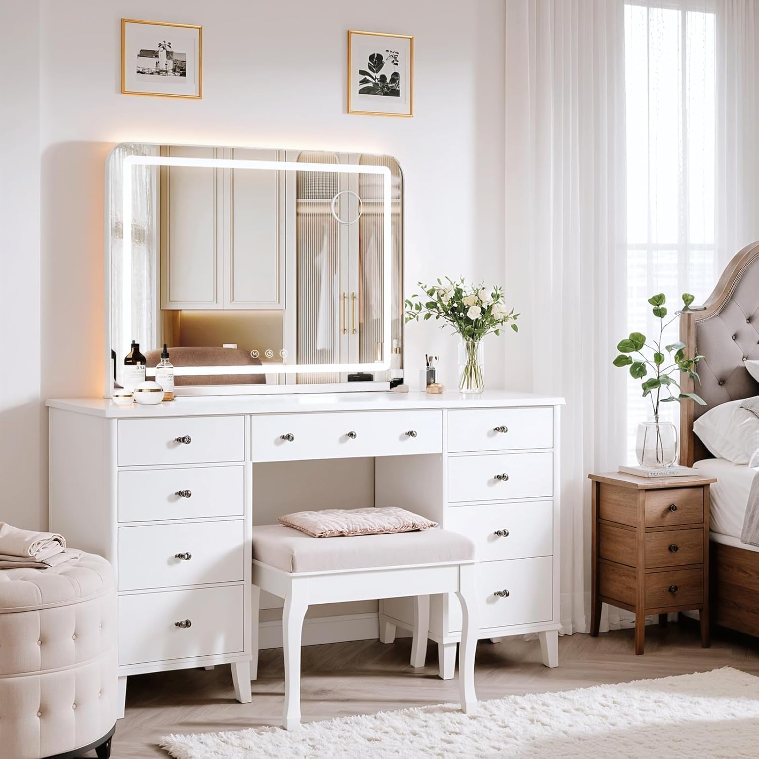 Specchio Trucco Illuminato 80x60cm con USB - immagine 3