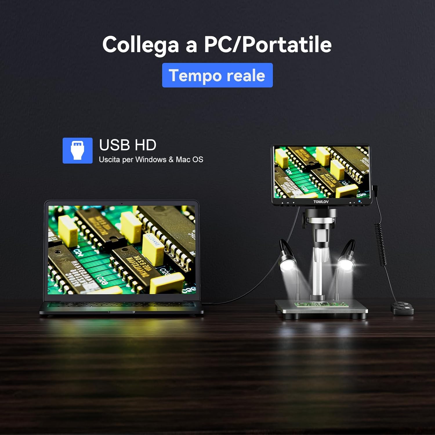 TOMLOV DM9 - Microscopio Digitale LCD 7" 1200X - immagine 4