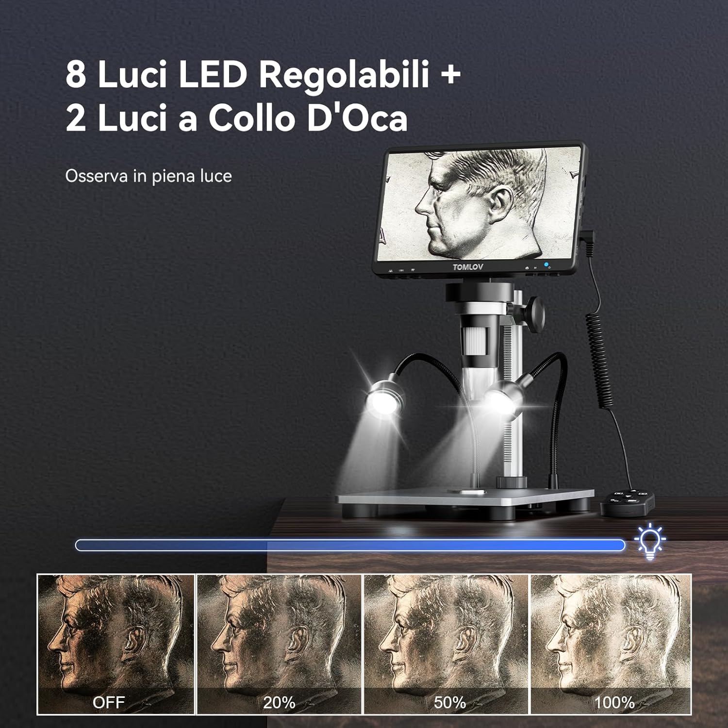 TOMLOV DM9 - Microscopio Digitale LCD 7" 1200X - immagine 7