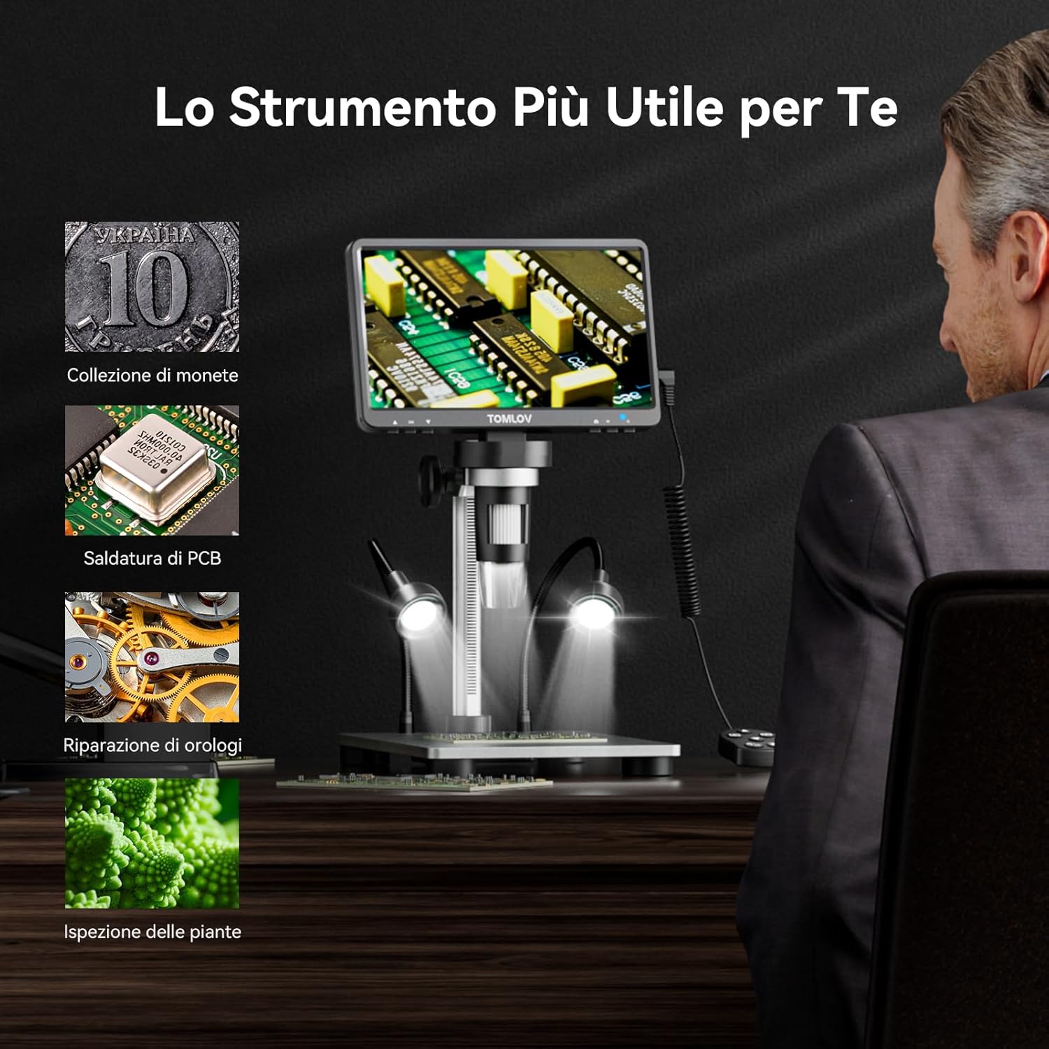 TOMLOV DM9 - Microscopio Digitale LCD 7" 1200X - immagine 8