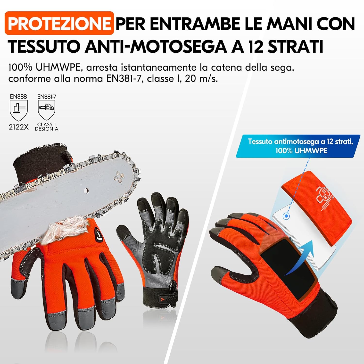 Vgo... Guanti Motosega Antitaglio 360° con Touchscreen - immagine 2