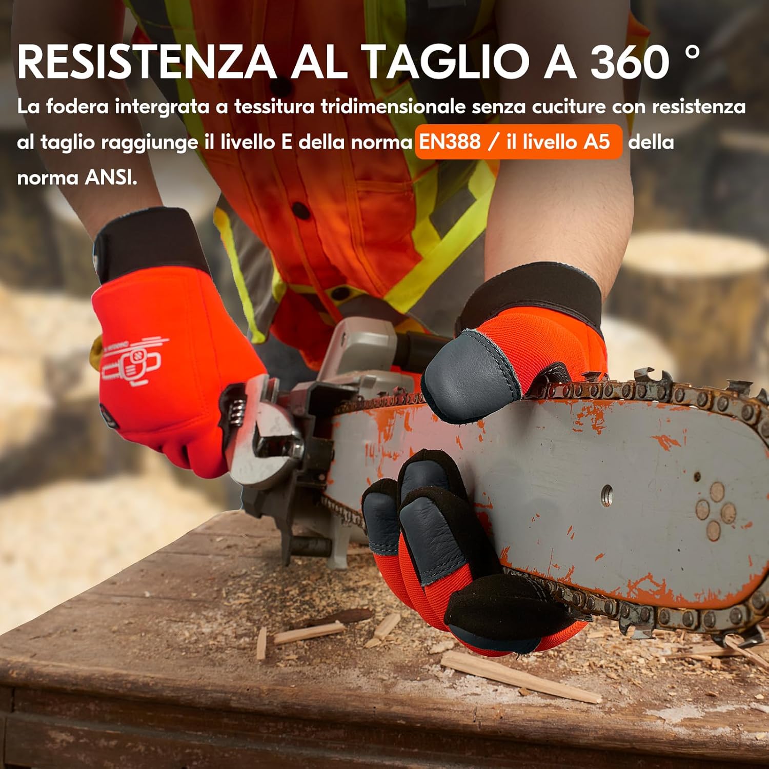 Vgo... Guanti Motosega Antitaglio 360° con Touchscreen - immagine 4