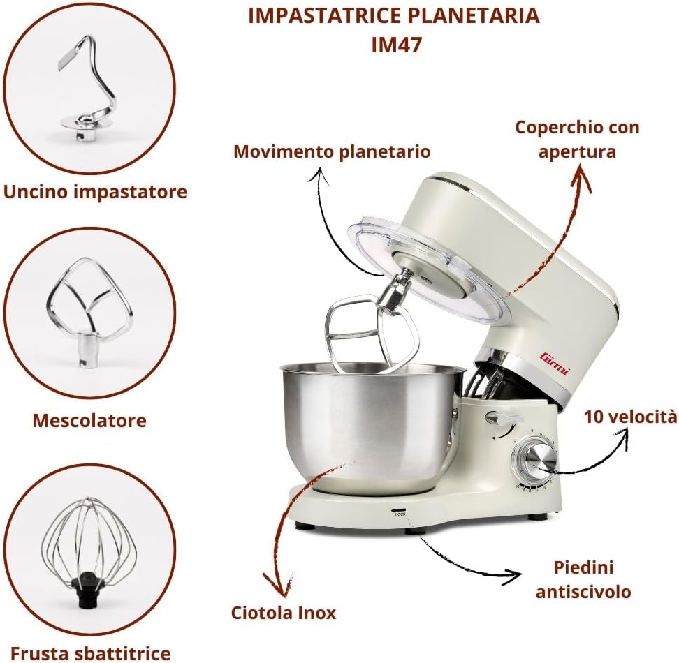 Girmi IM47 Impastatrice Planetaria 6 Litri 1500W - immagine 2