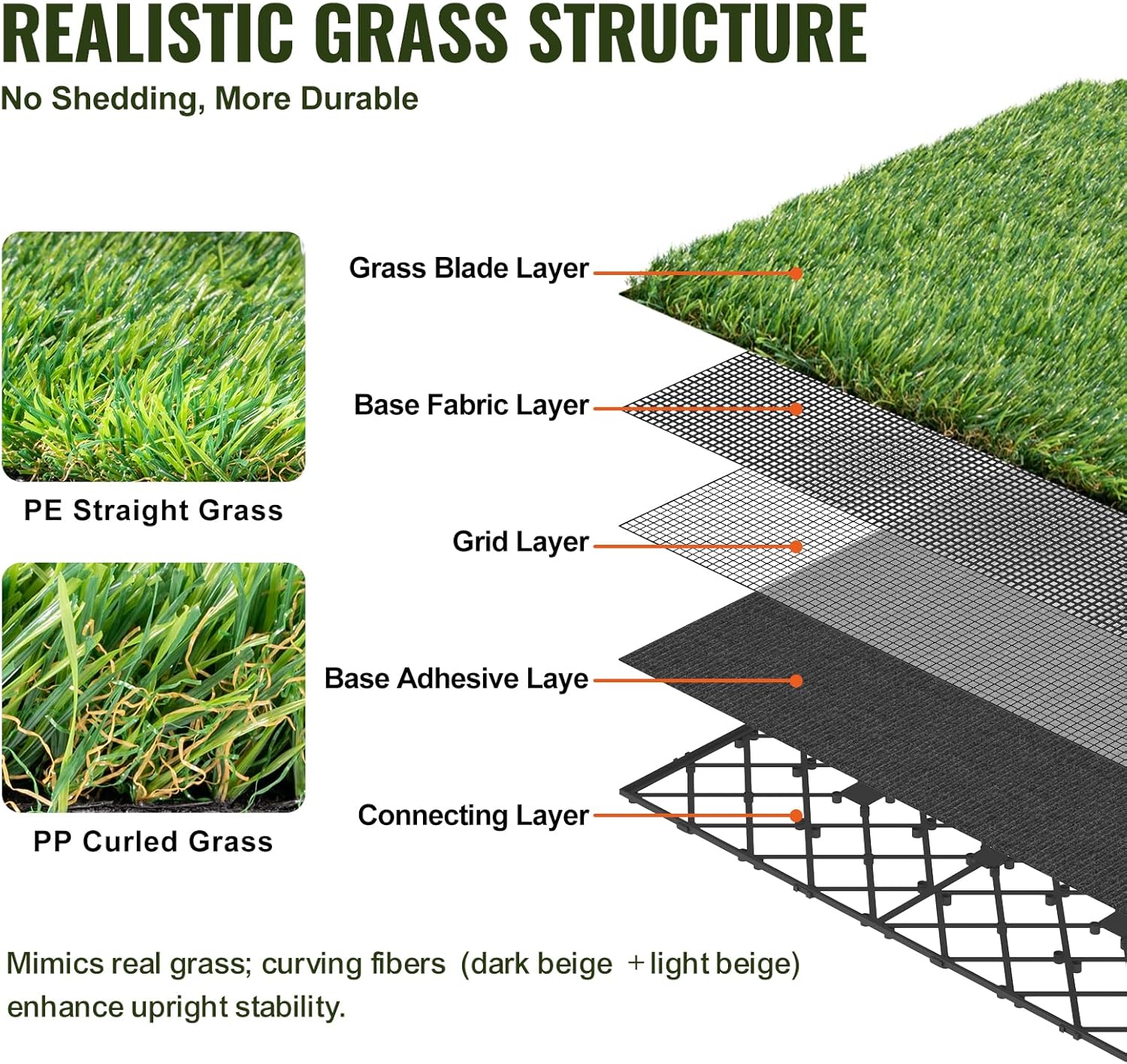 Vevor Erba Artificiale 18 Piastrelle a Incastro 310x310mm - immagine 4
