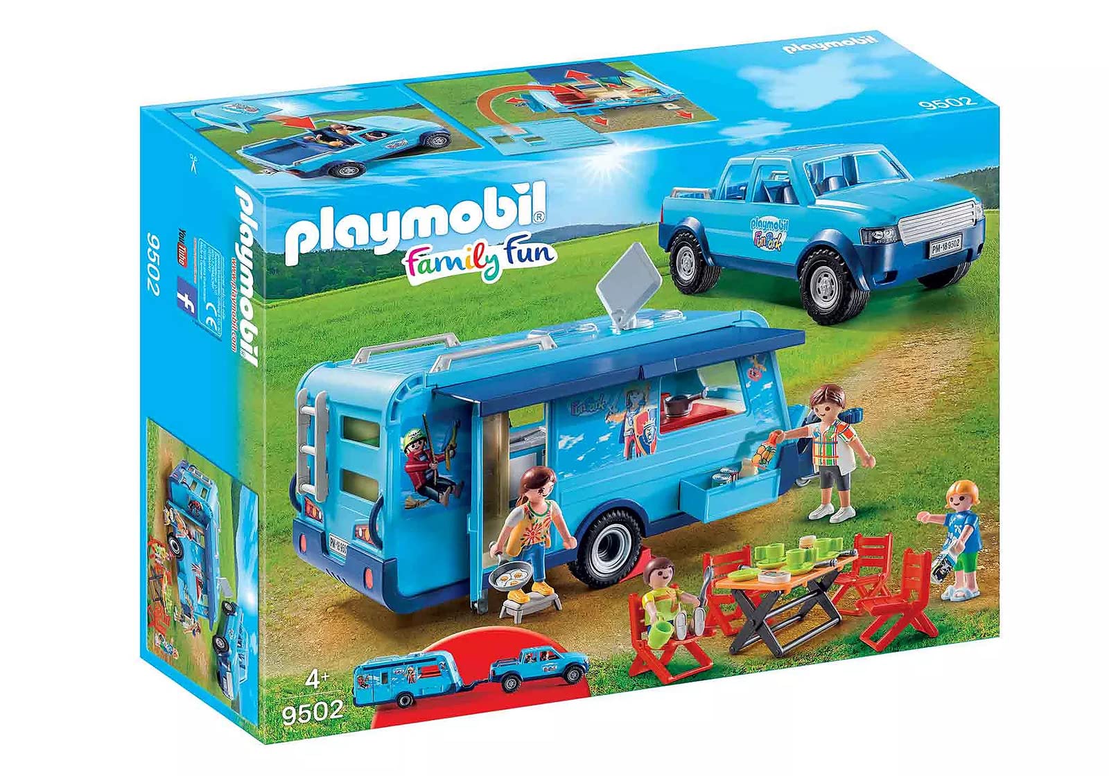 PLAYMOBIL 9502 Fun Park Pick up und Wohnwagen