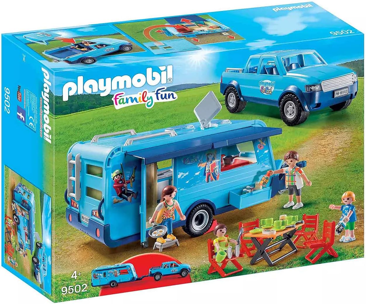 PLAYMOBIL 9502 Fun Park Pick up und Wohnwagen - immagine 1