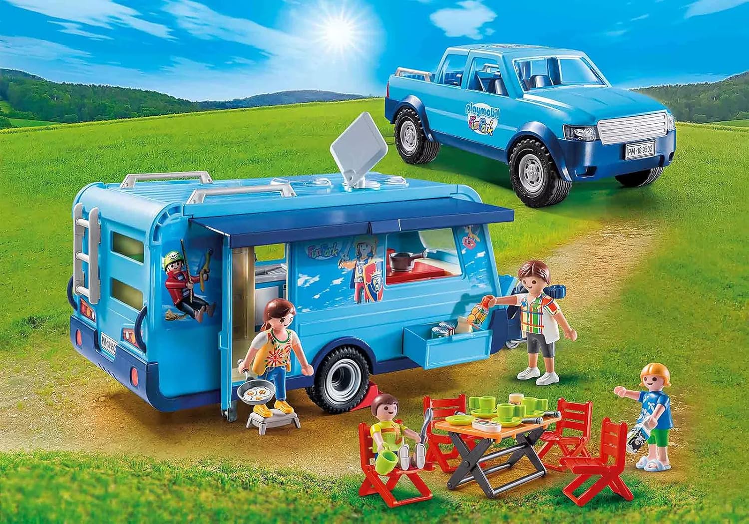 PLAYMOBIL 9502 Fun Park Pick up und Wohnwagen - immagine 2