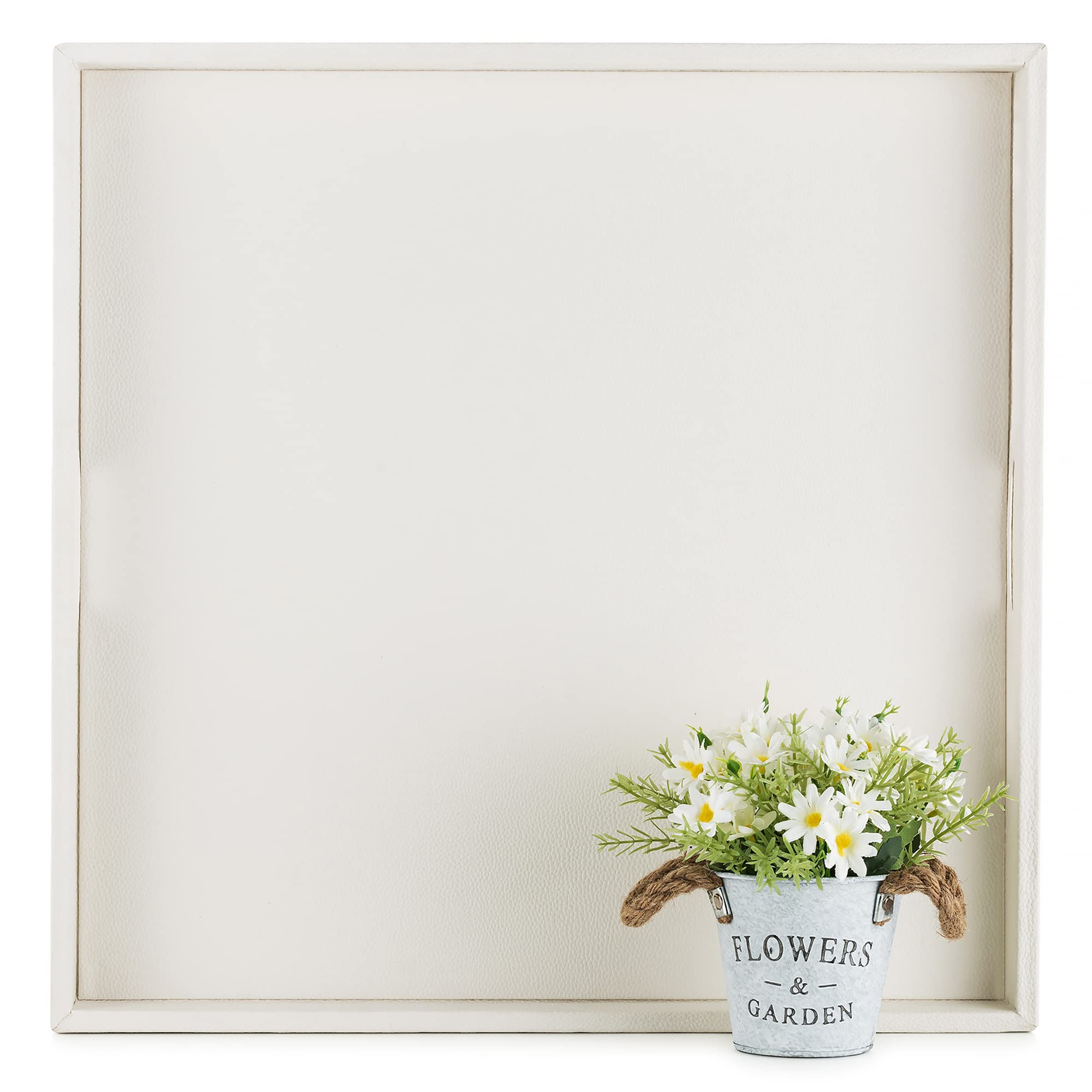 Hanobe Vassoio Ottomano Quadrato Grande Bianco 55,9x55,9cm