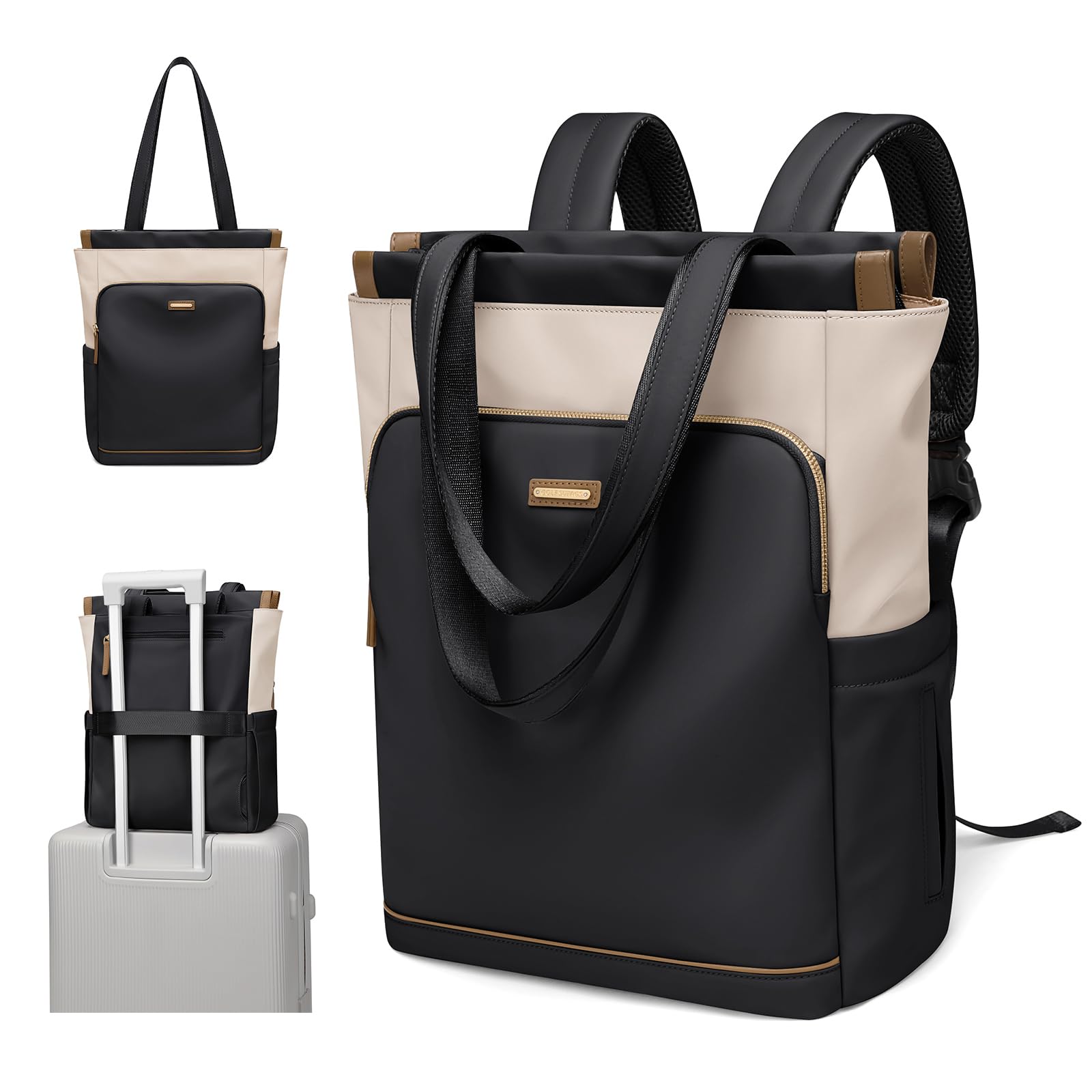 GOLF SUPAGS Zaino Convertibile Donna Laptop, Bianco & Nero