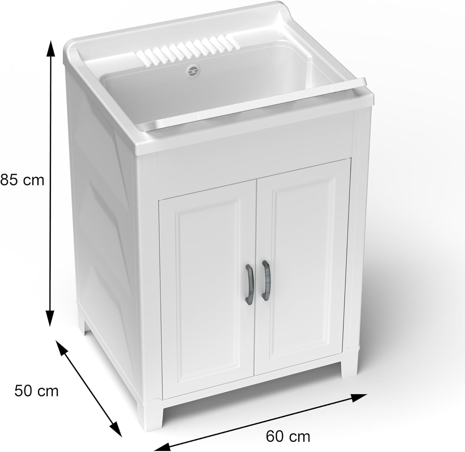 Adventa Mobile Lavatoio in Resina PP 60x50x85cm, Bianco - immagine 3