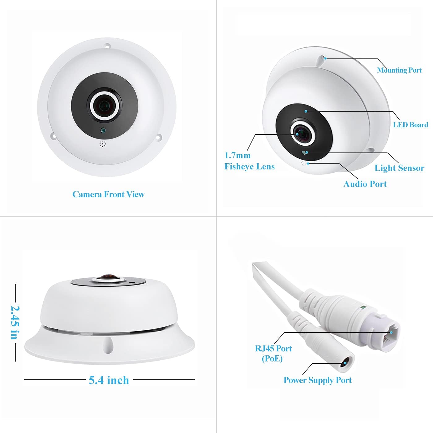 Revotech Fisheye Telecamera IP POE 3MP con Audio - immagine 5
